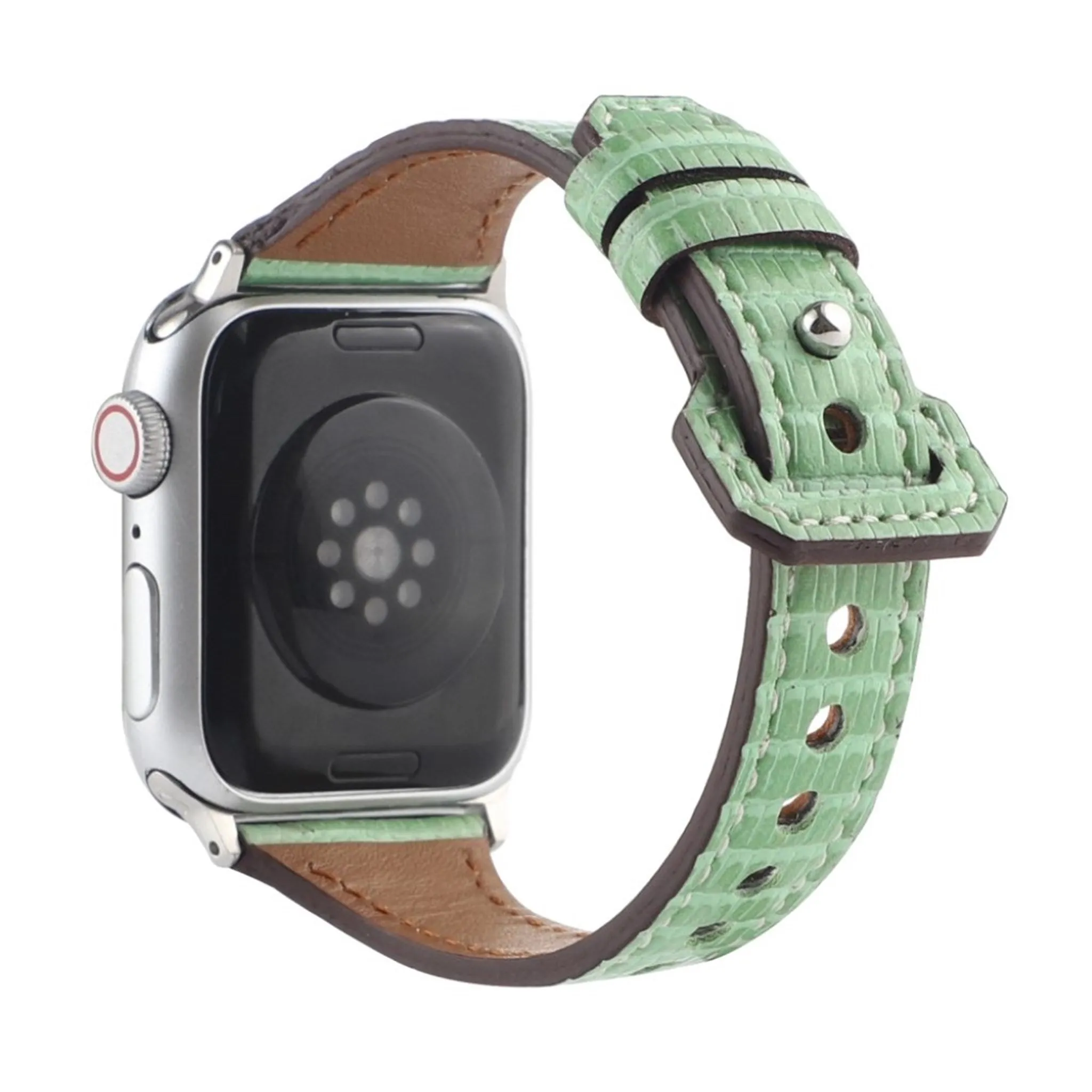 Apple Watch 40mm bamboo textured genuine leather watch strap - Green