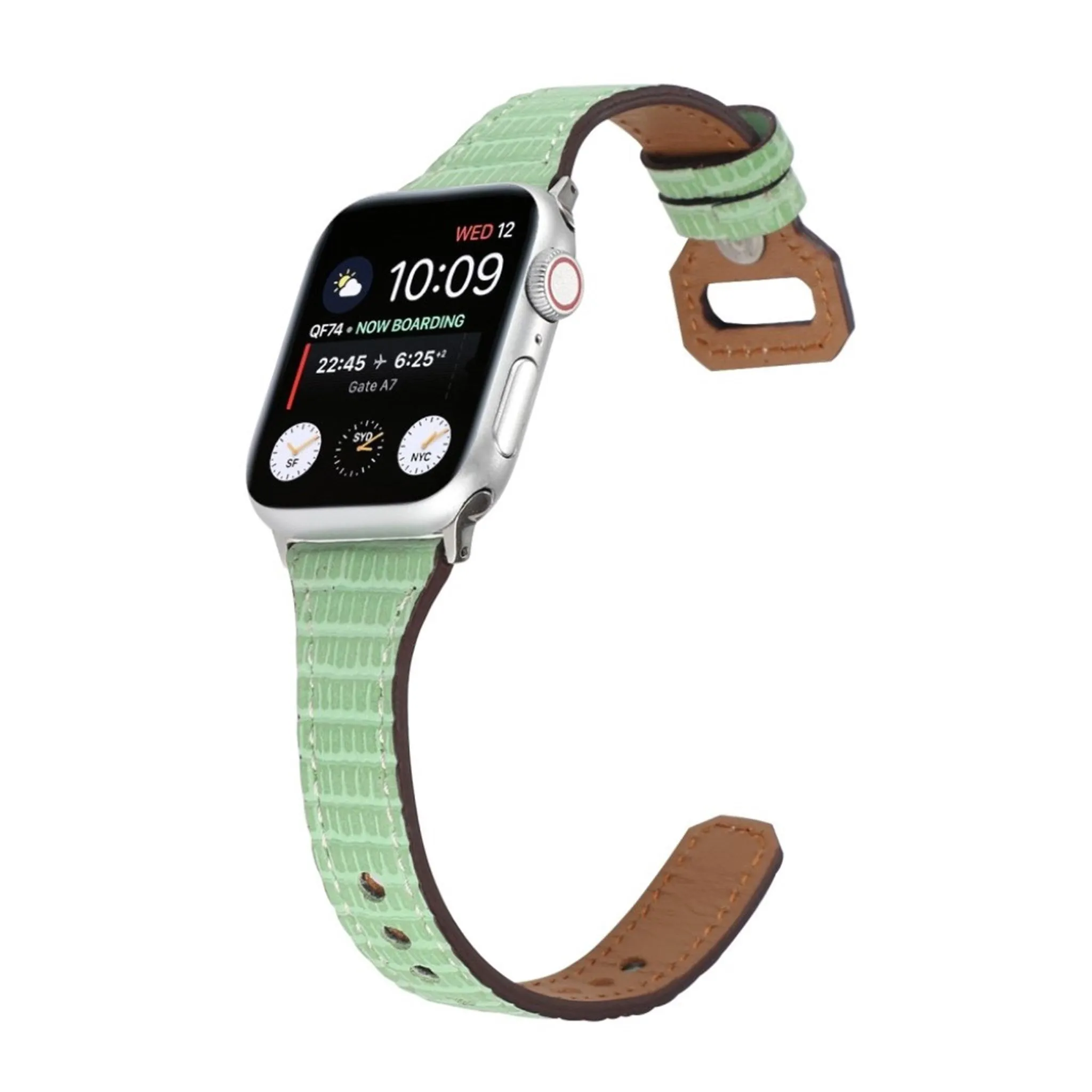 Apple Watch 40mm bamboo textured genuine leather watch strap - Green