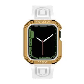 Apple Watch (41mm) color contrast watch strap    protective case - White / Gold