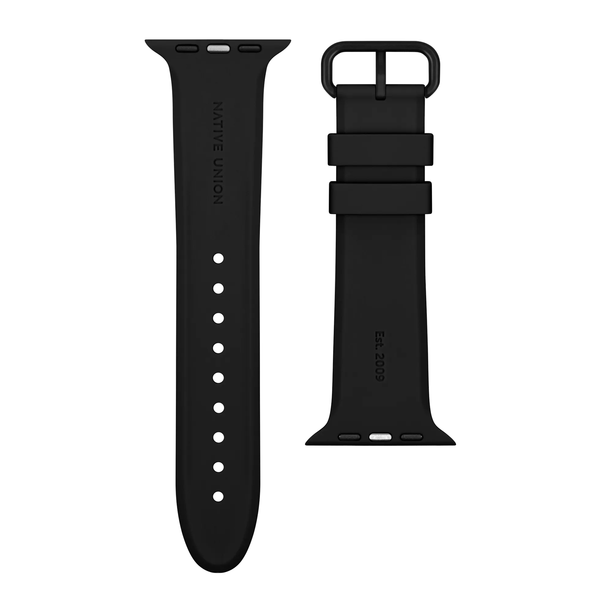 Apple Watch (42/44/SE/45/46/49mm) Native Union Curve Strap Black Silikone Rem - Sort