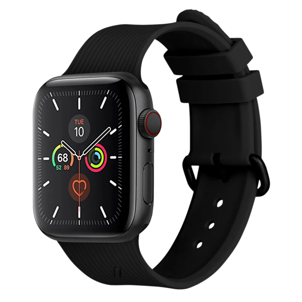 Apple Watch (42/44/SE/45/46/49mm) Native Union Curve Strap Black Silikone Rem - Sort