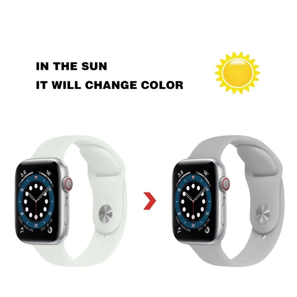 Apple Watch 42mm - 44mm color changing silicone watch strap - Transparent to Grey