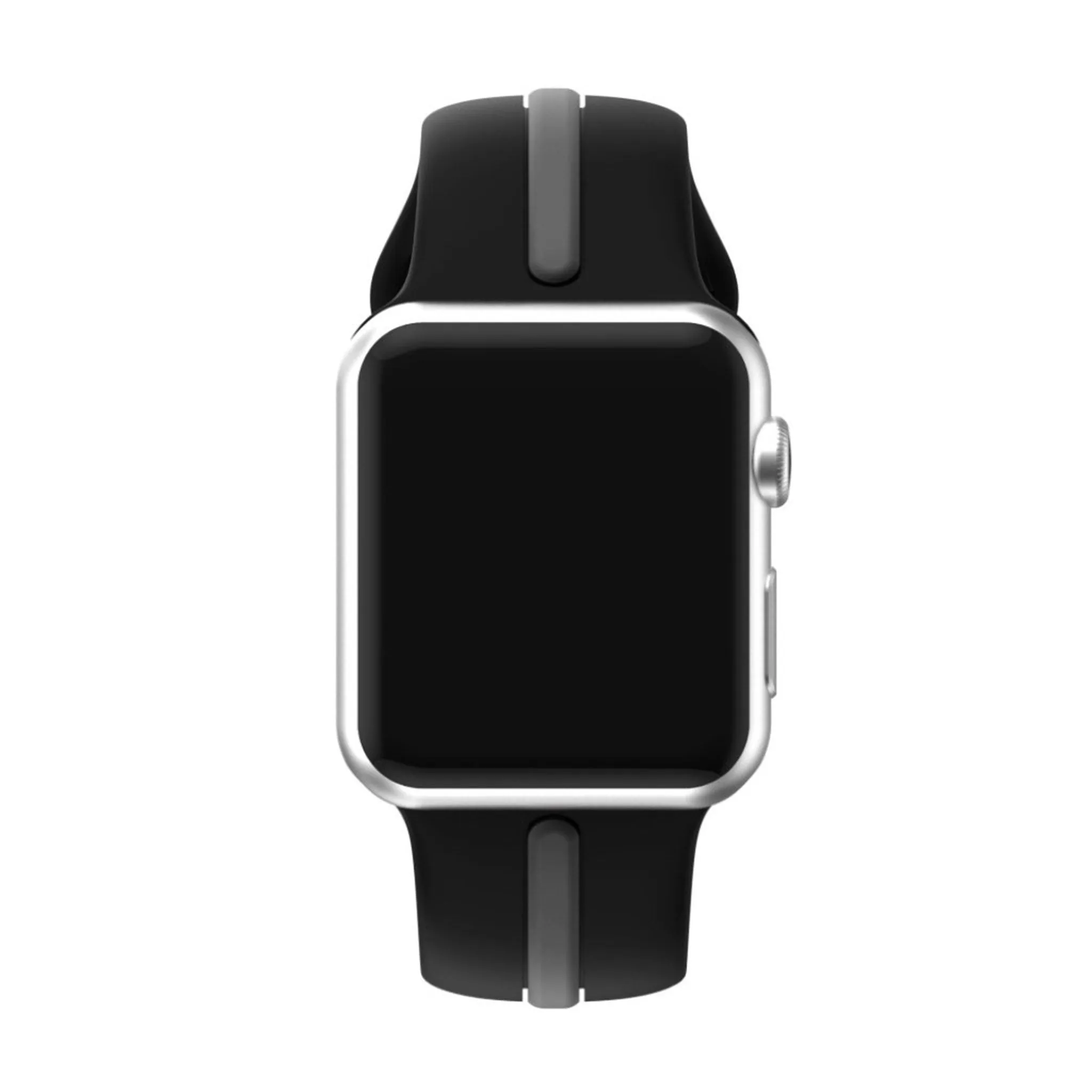 Apple Watch 42mm two-tone soft silicone watchband - Black   Grey