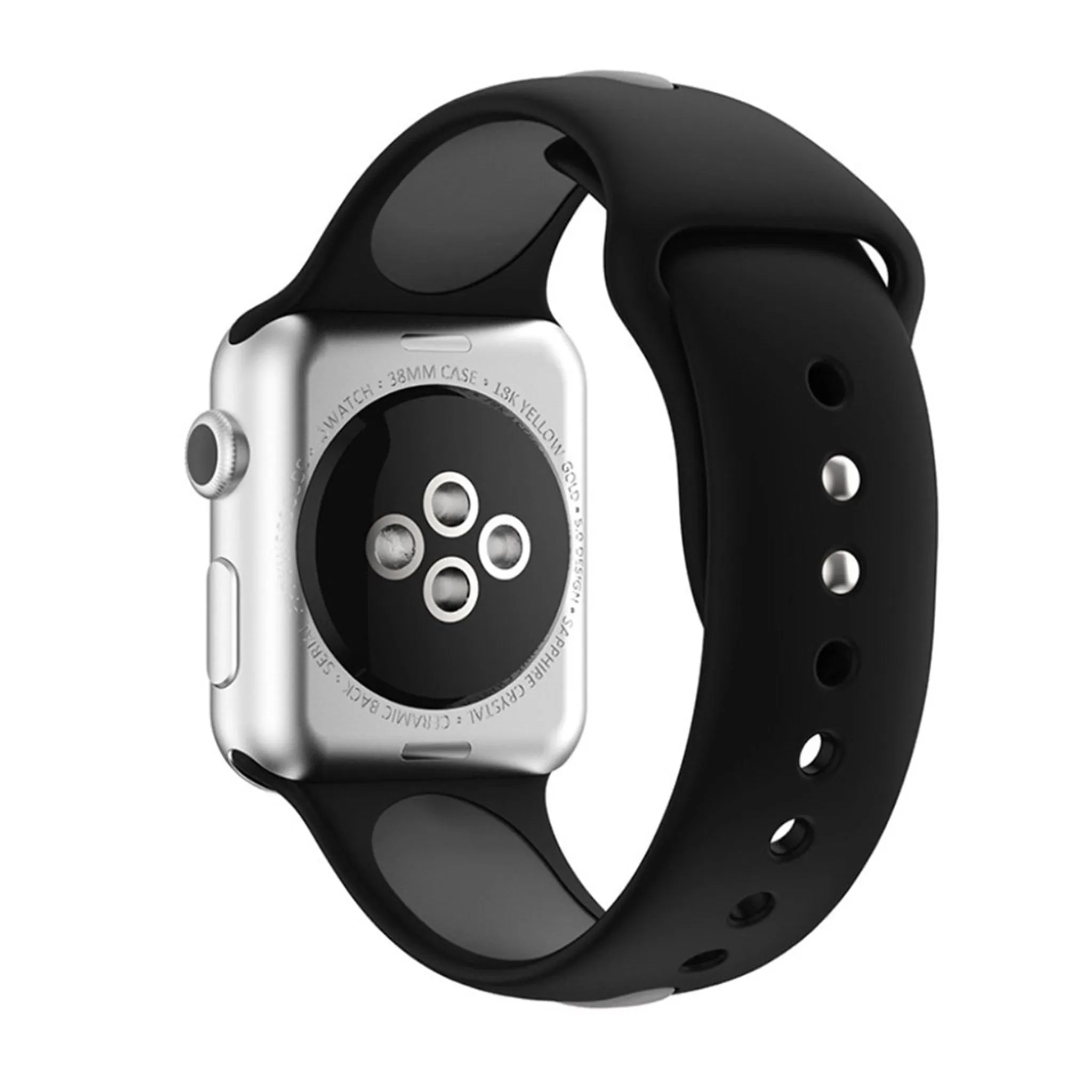 Apple Watch 42mm two-tone soft silicone watchband - Black   Grey