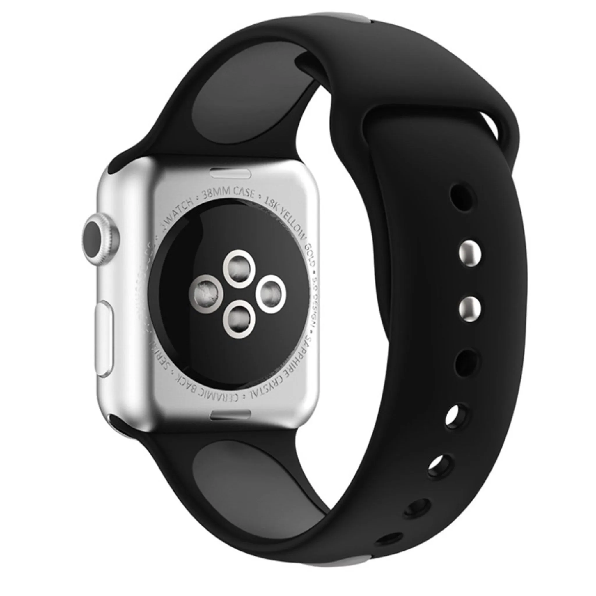 Apple Watch 42mm two-tone soft silicone watchband - Black   Grey