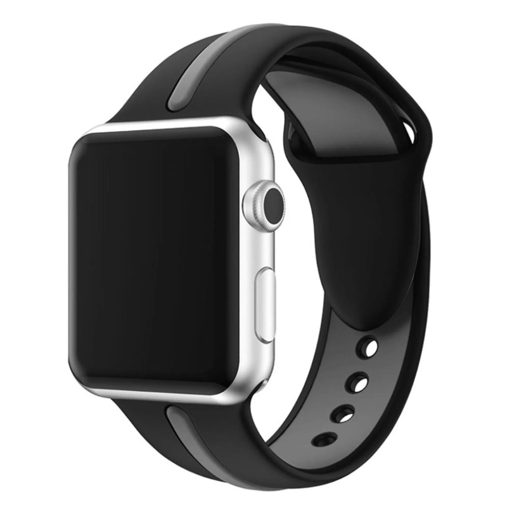 Apple Watch 42mm two-tone soft silicone watchband - Black   Grey