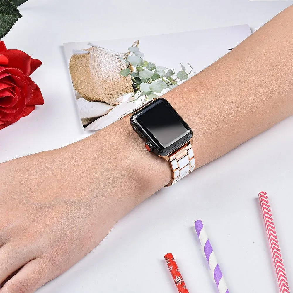 Apple Watch (45mm) 3 bead fashionable watch strap - White / Gold