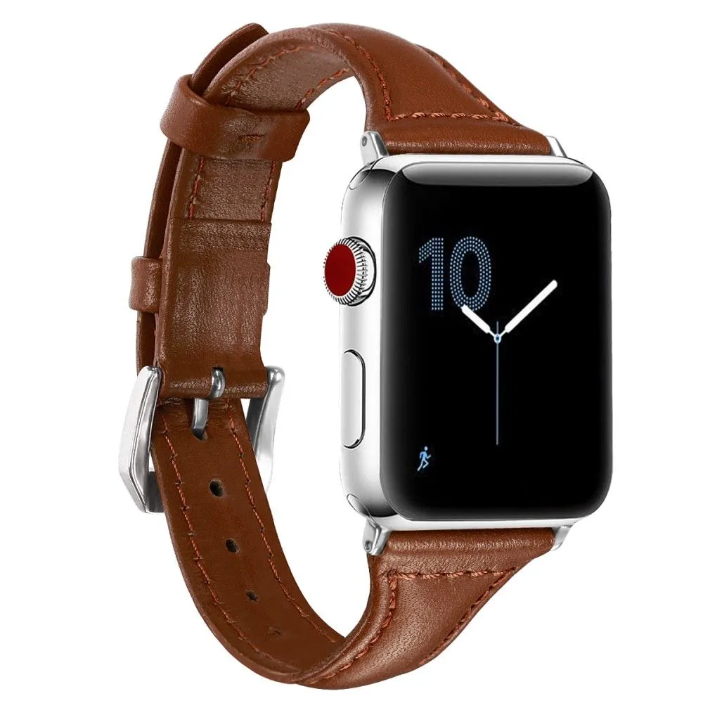 Apple Watch (45mm) B6 genuine leather watch strap - Brown / Size: L