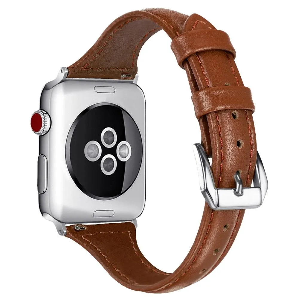 Apple Watch (45mm) B6 genuine leather watch strap - Brown / Size: L