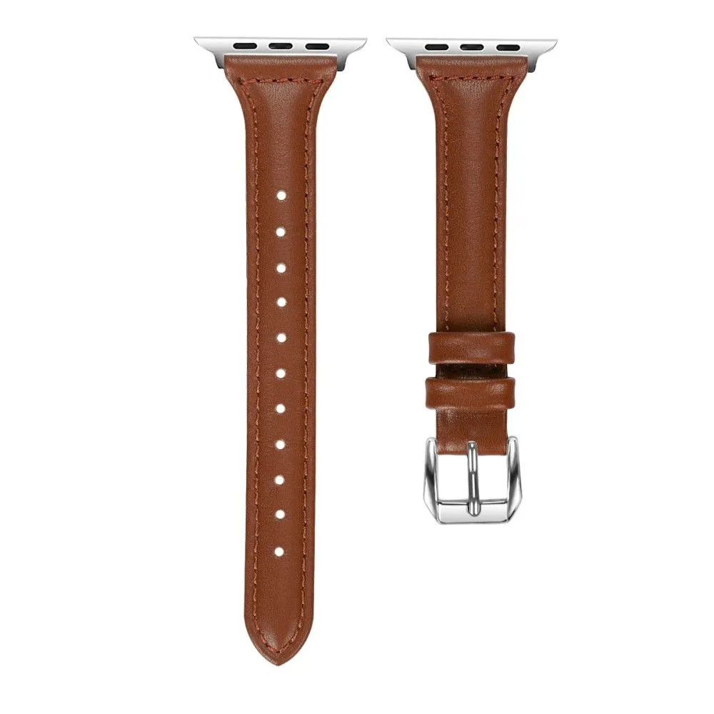 Apple Watch (45mm) B6 genuine leather watch strap - Brown / Size: L