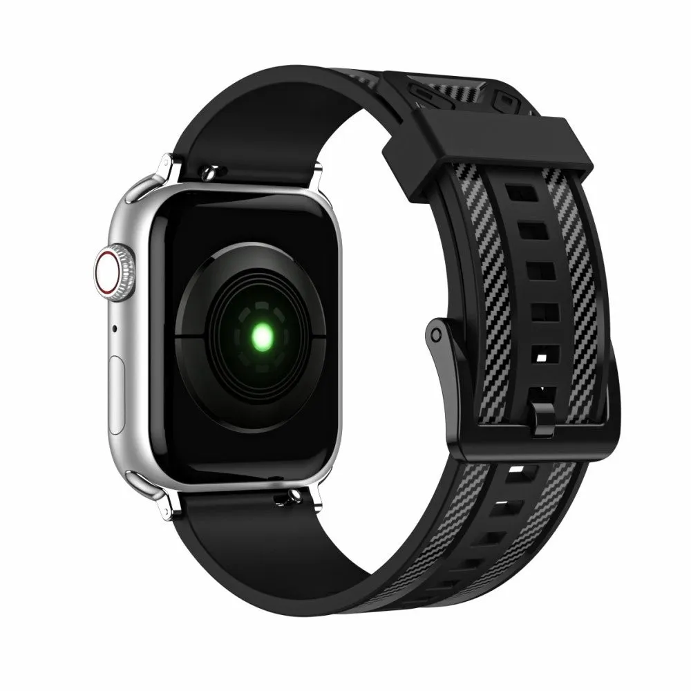 Apple Watch (45mm) carbon fiber silicone watch strap - Black