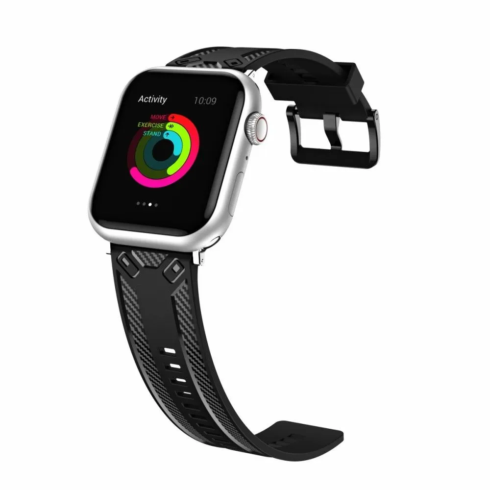 Apple Watch (45mm) carbon fiber silicone watch strap - Black