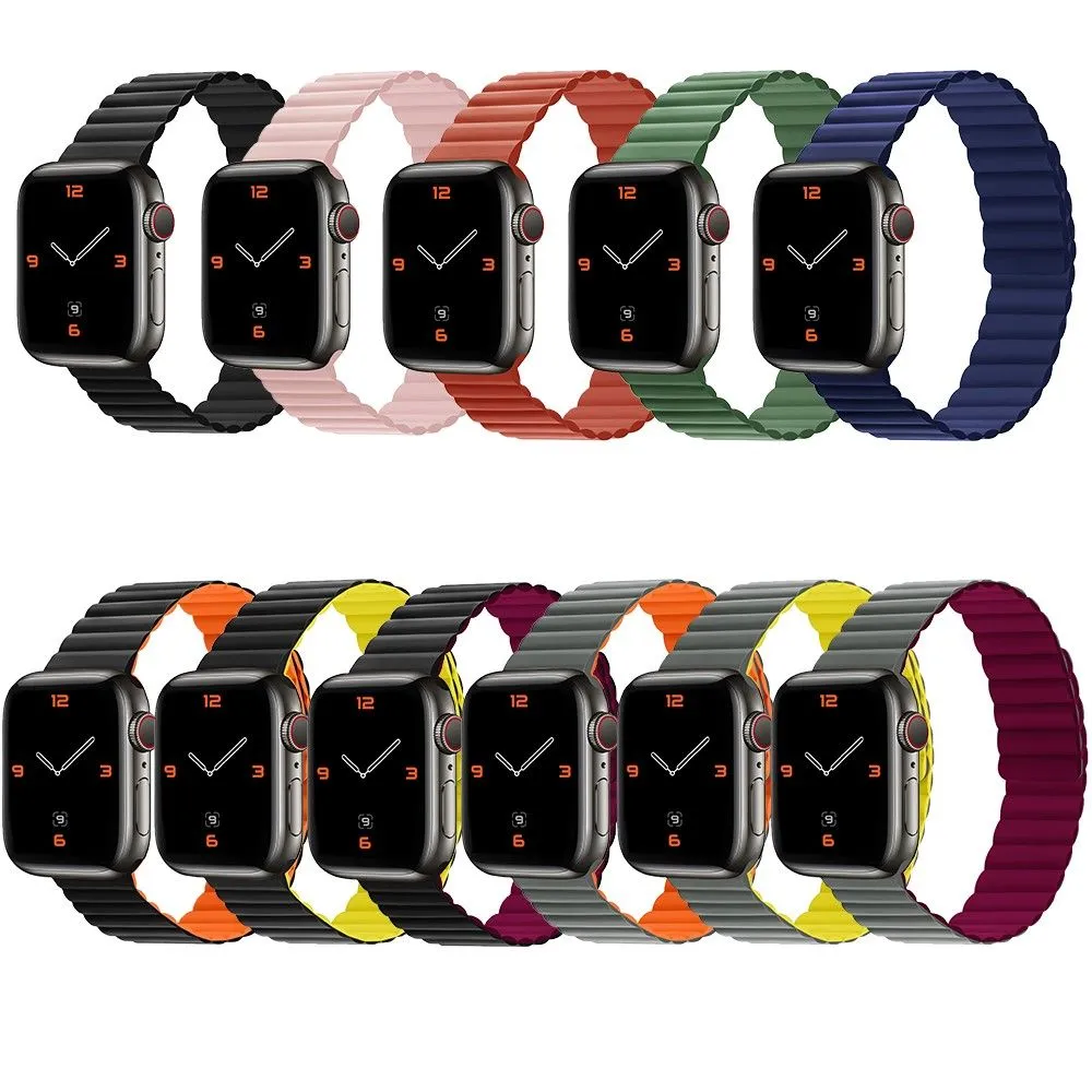 Apple Watch (45mm) dual color silicone watch strap - Grey / Orange