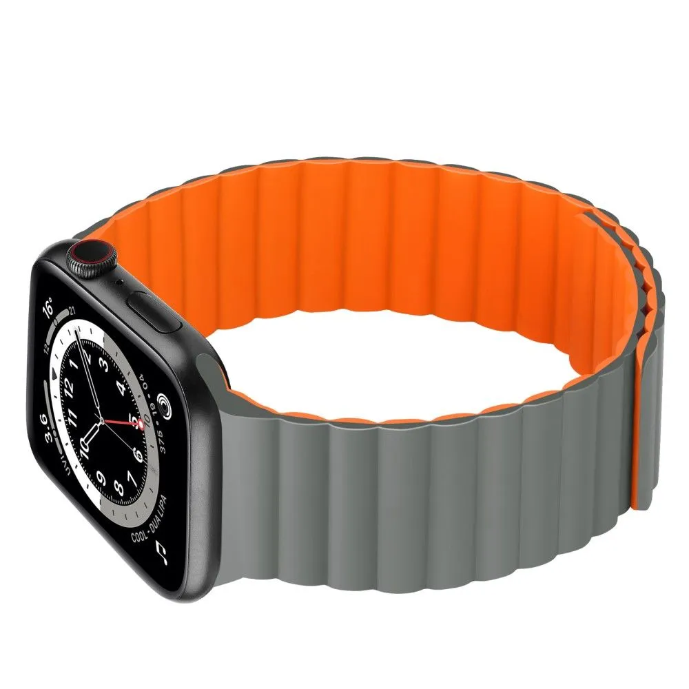 Apple Watch (45mm) dual color silicone watch strap - Grey / Orange