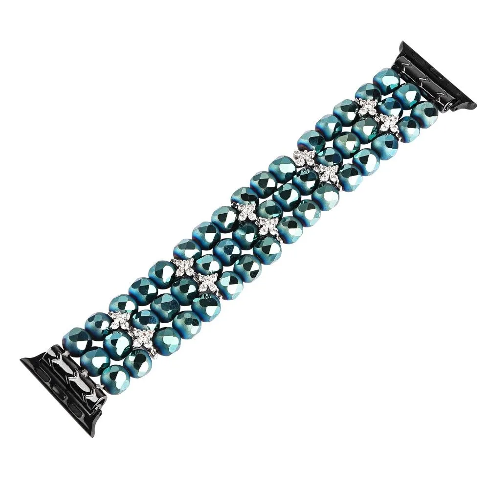 Apple Watch (45mm) flower shape crystal décor watch strap - Blue