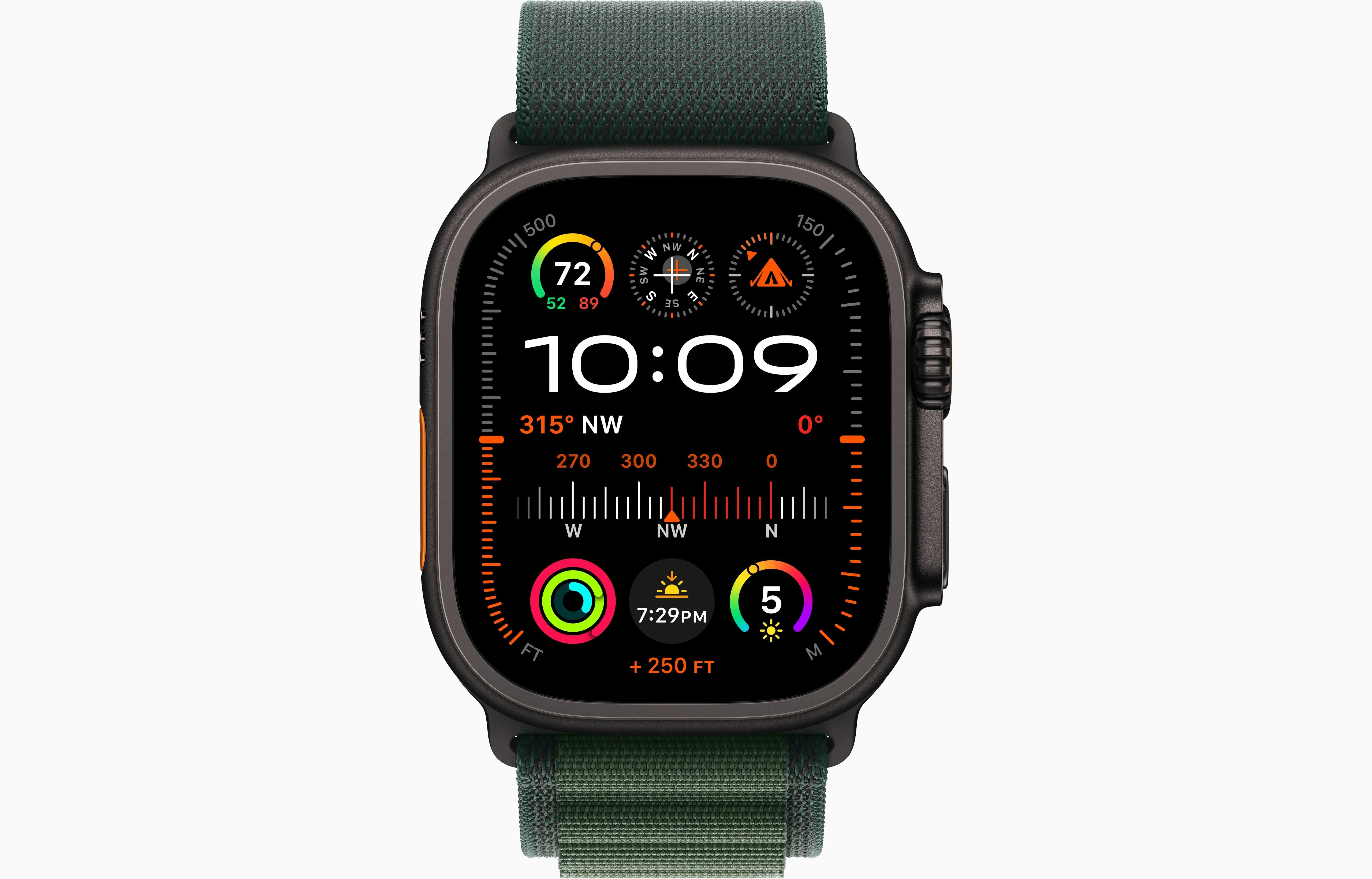 Apple Watch Ultra 2 GPS & Cellular 49mm Black Titanium Case, Dark Green Alpine Loop, Small