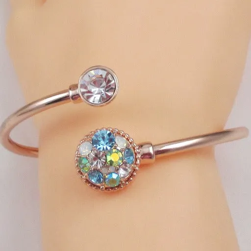 Aqua Crystal Multi-stone Bangle Bracelet