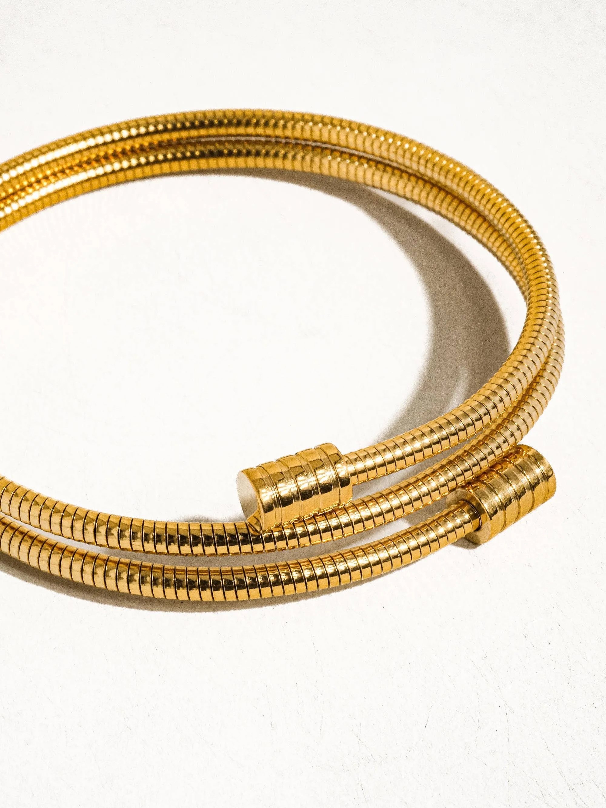 Arnell Non-Tarnish Round Snake Gold Chain Bracelet