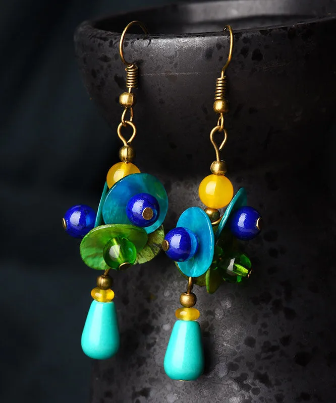 Art Colorblock Turquoise National Style Drop Earrings