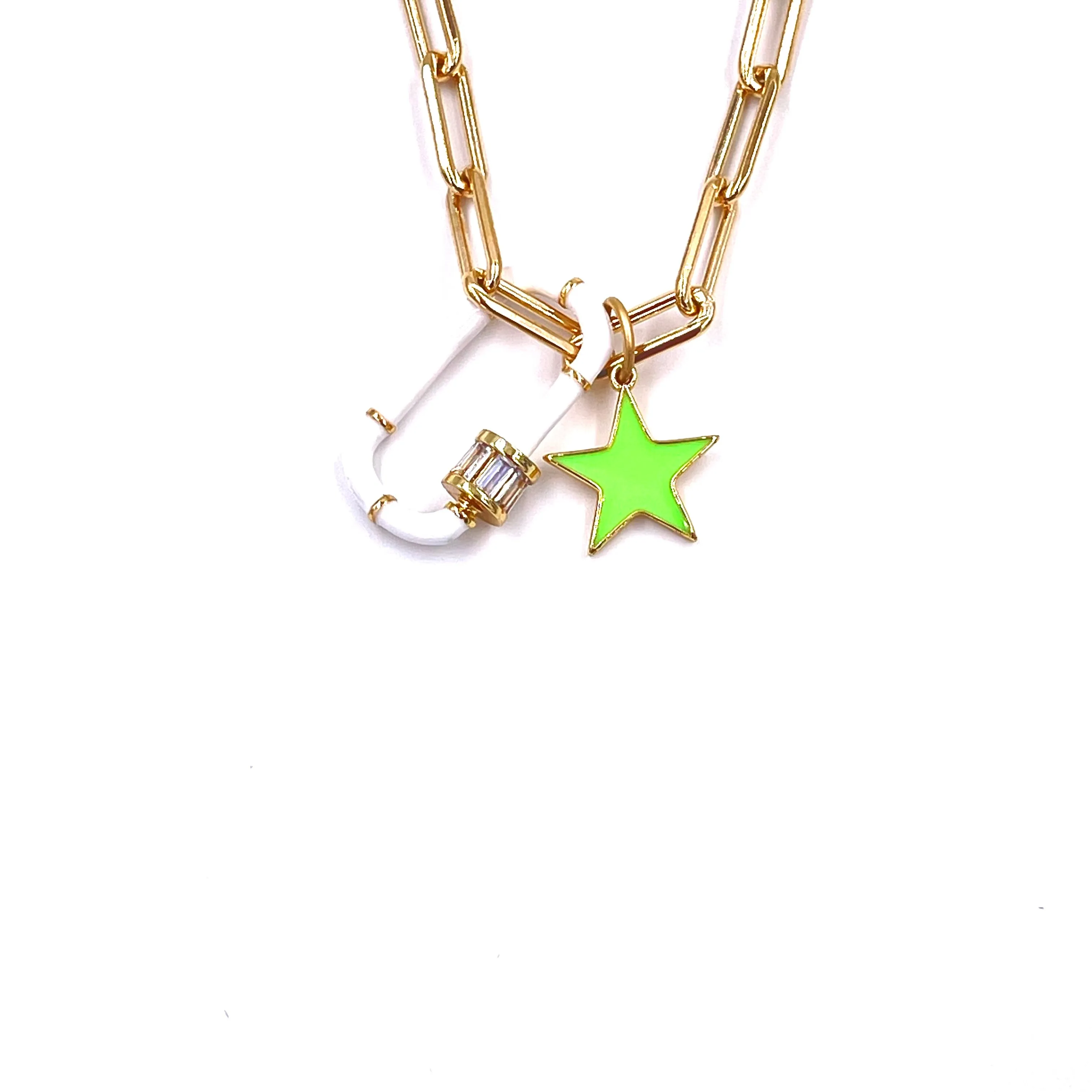 Ashley Gold Stainless Steel Gold Plated Double Charm Neon Necklace