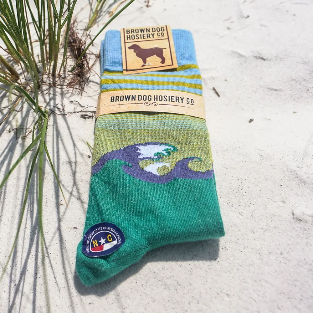 'Atlantic Beach' Cotton Socks in Della Blue by Brown Dog Hosiery