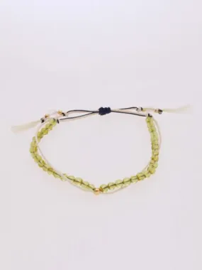 Aug Birthstone Silk Code Braid Bracelet - Peridot