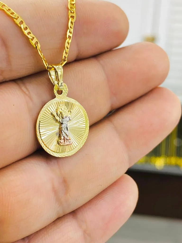 Baby Jesus Necklace Pendant Mariner Chain Divino Nino Charm 14K Gold Filled Women Men