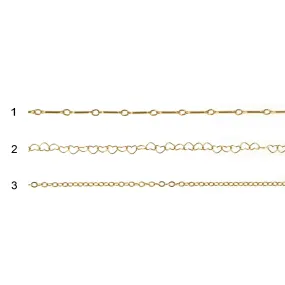 Bar, Heart, Rollo chain for permanent - Yellow Goldfilled