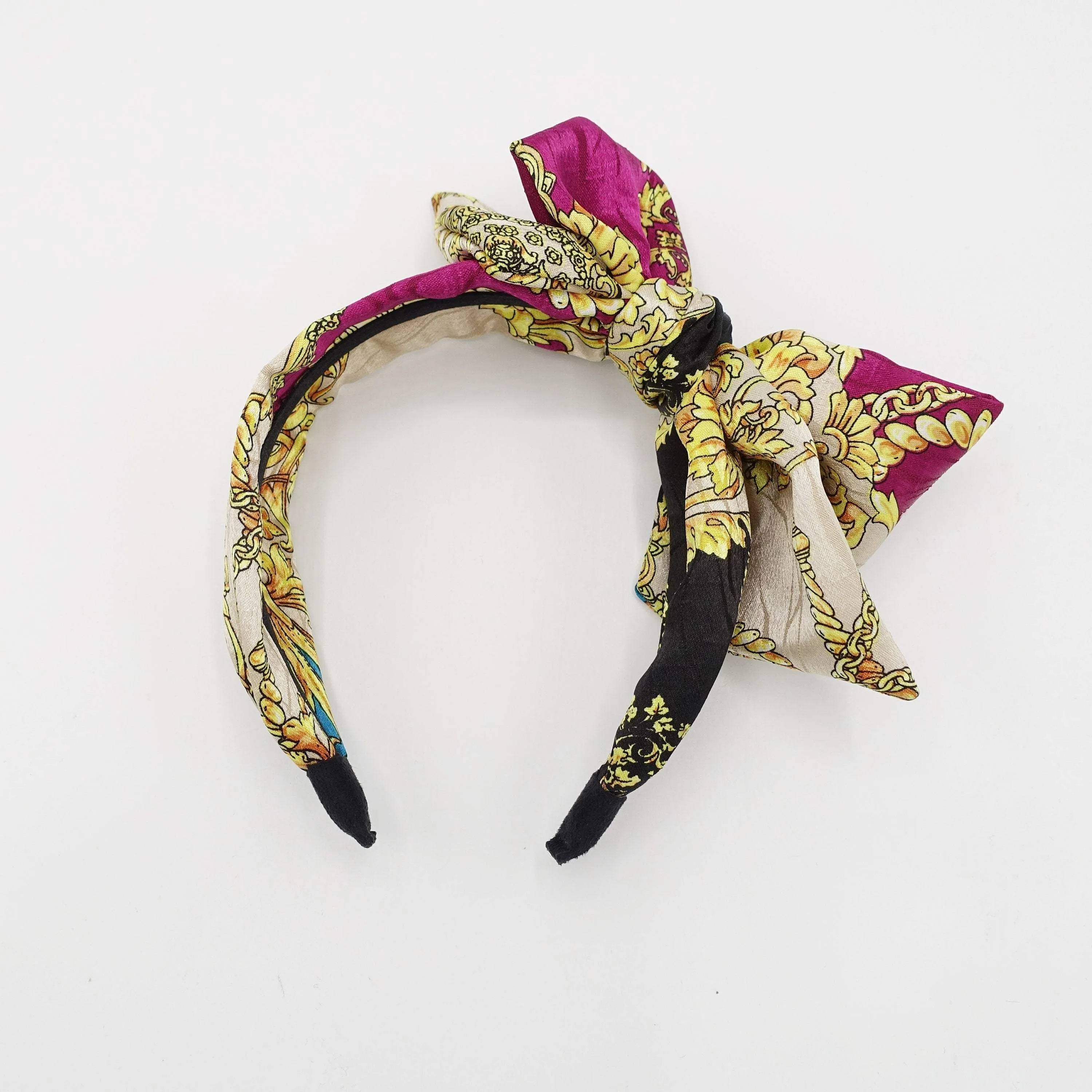 baroque pattern bow knot headband oversized scrunchies multi pattern print hair accessories for women