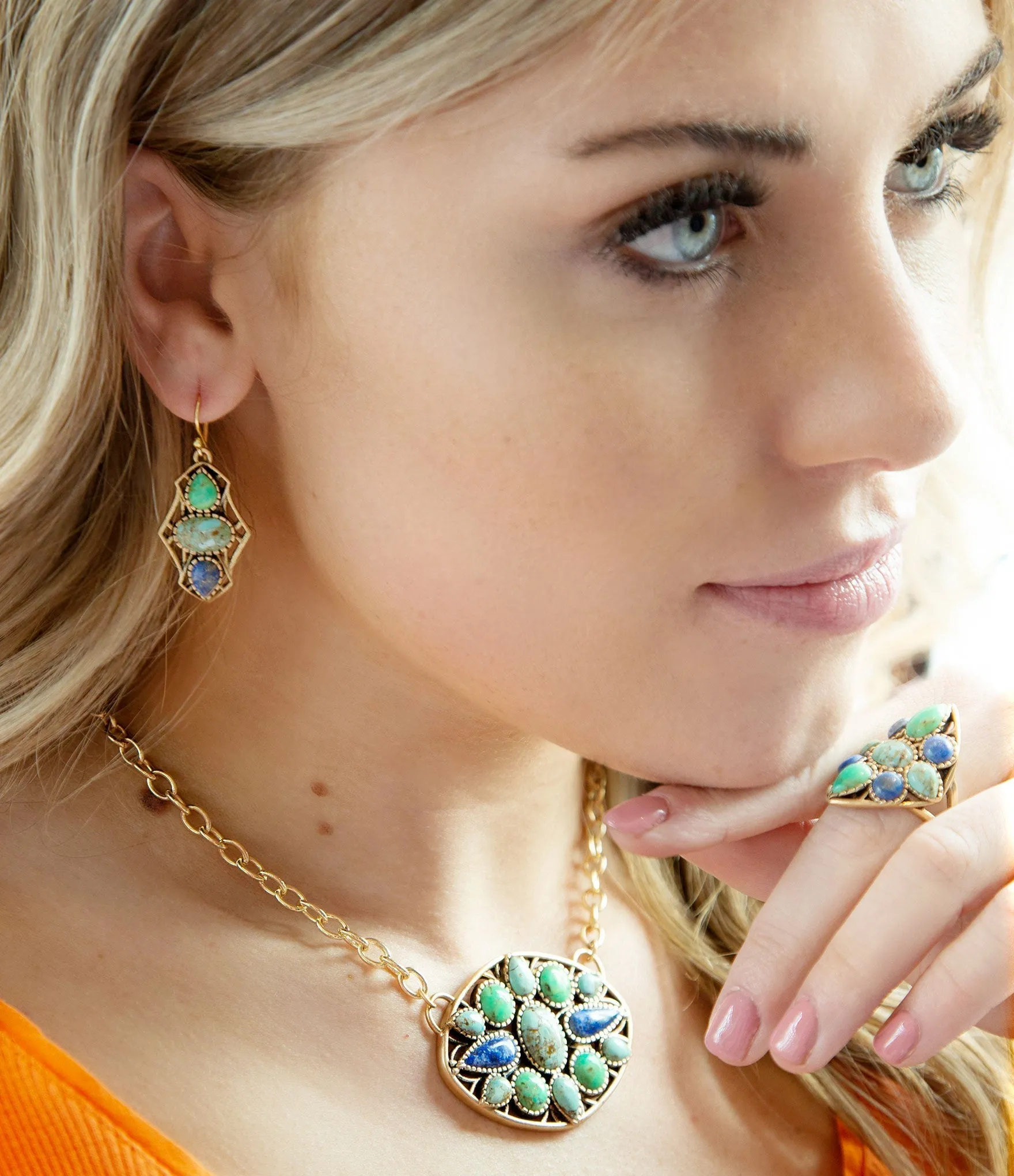 Barse Blue Hues Multi Stone Earring