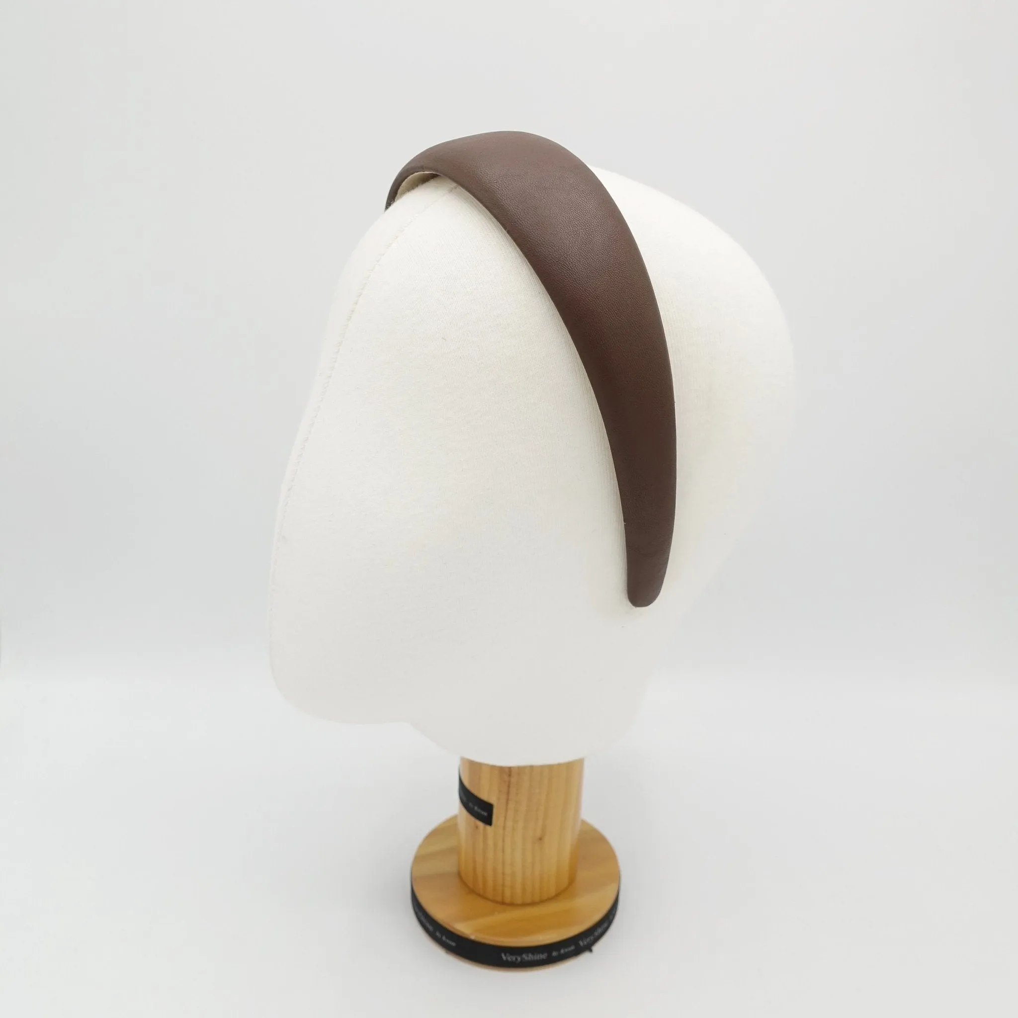 basic faux leather padded headband for women