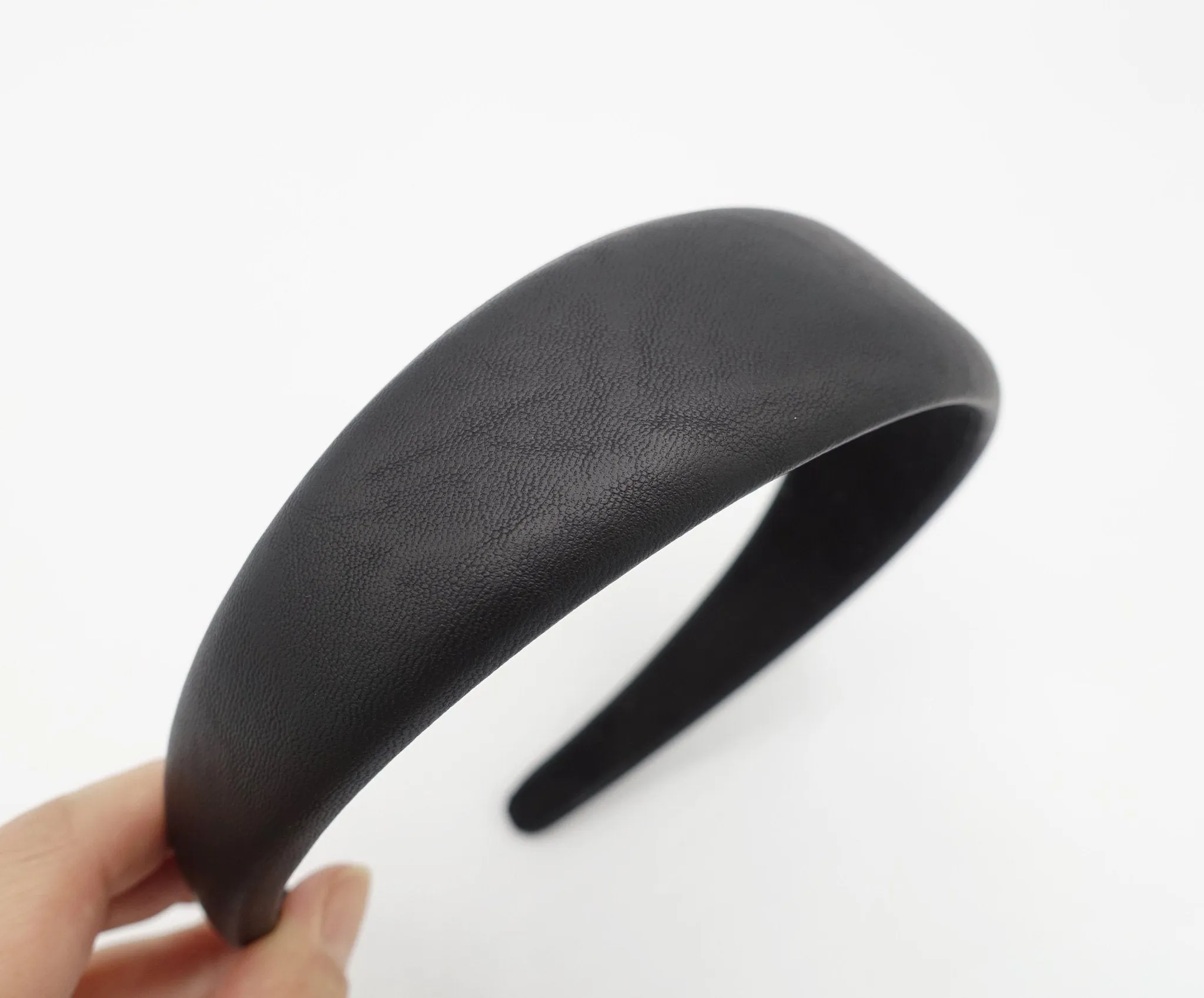 basic faux leather padded headband for women