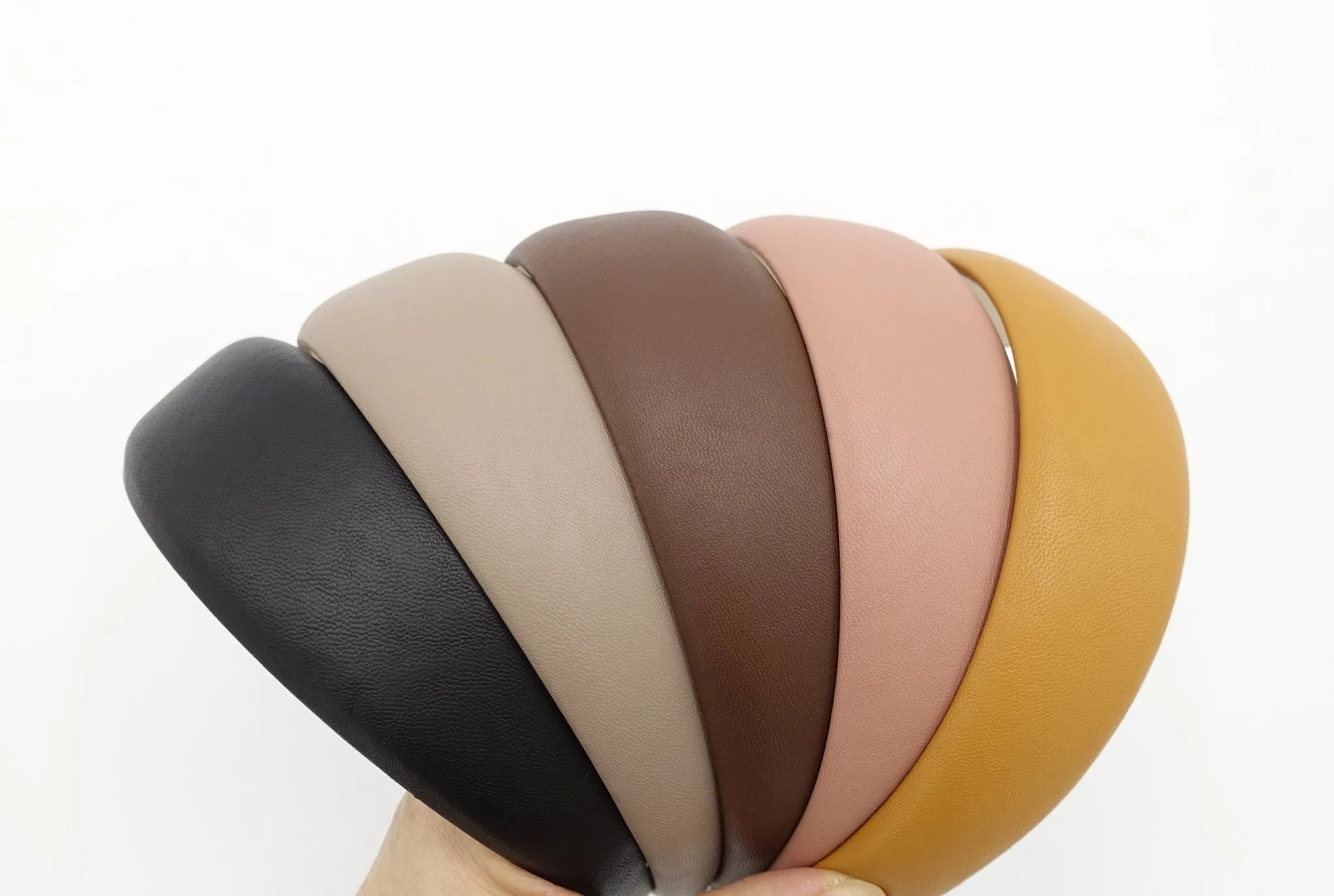 basic faux leather padded headband for women