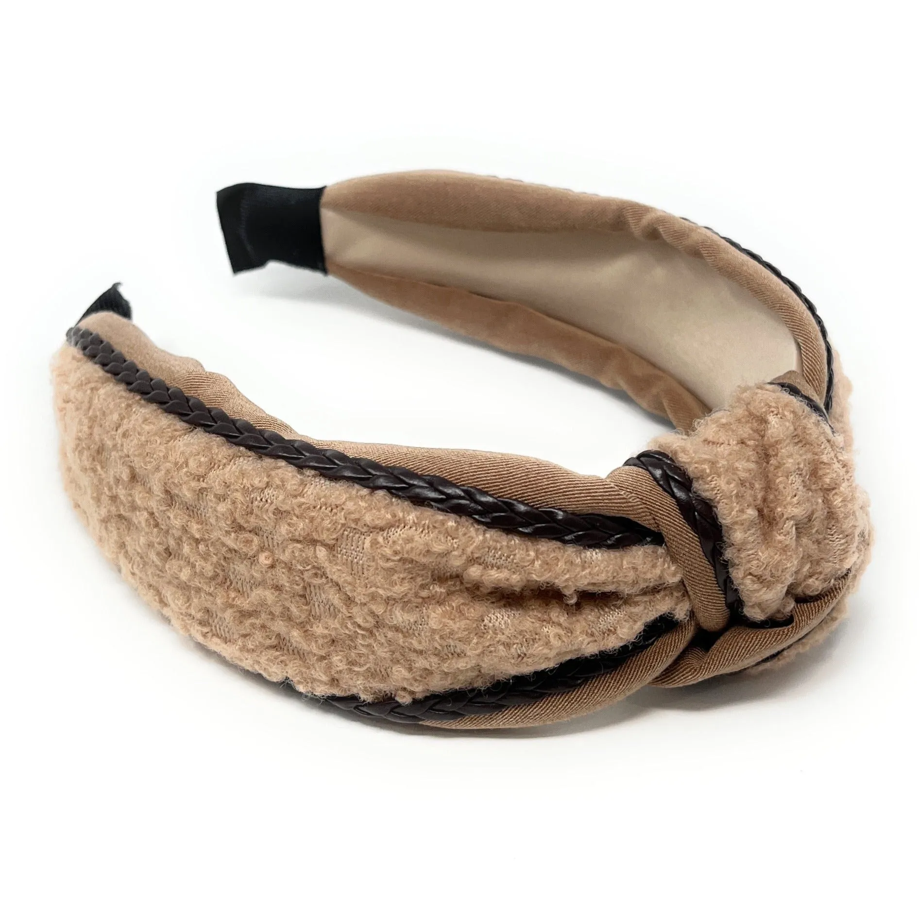 Beige Sherpa Knot Headband