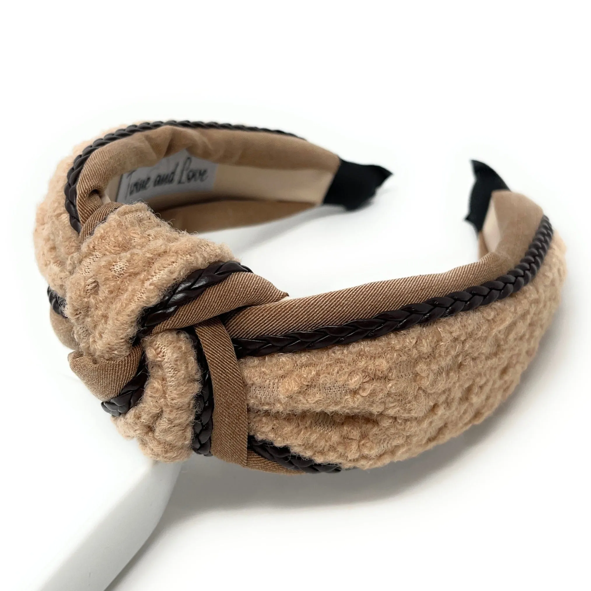 Beige Sherpa Knot Headband