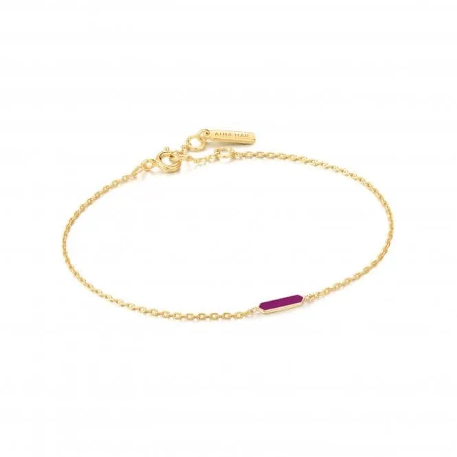 Berry Enamel Bar Gold Bracelet B028-03G-R