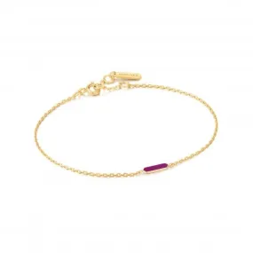 Berry Enamel Bar Gold Bracelet B028-03G-R