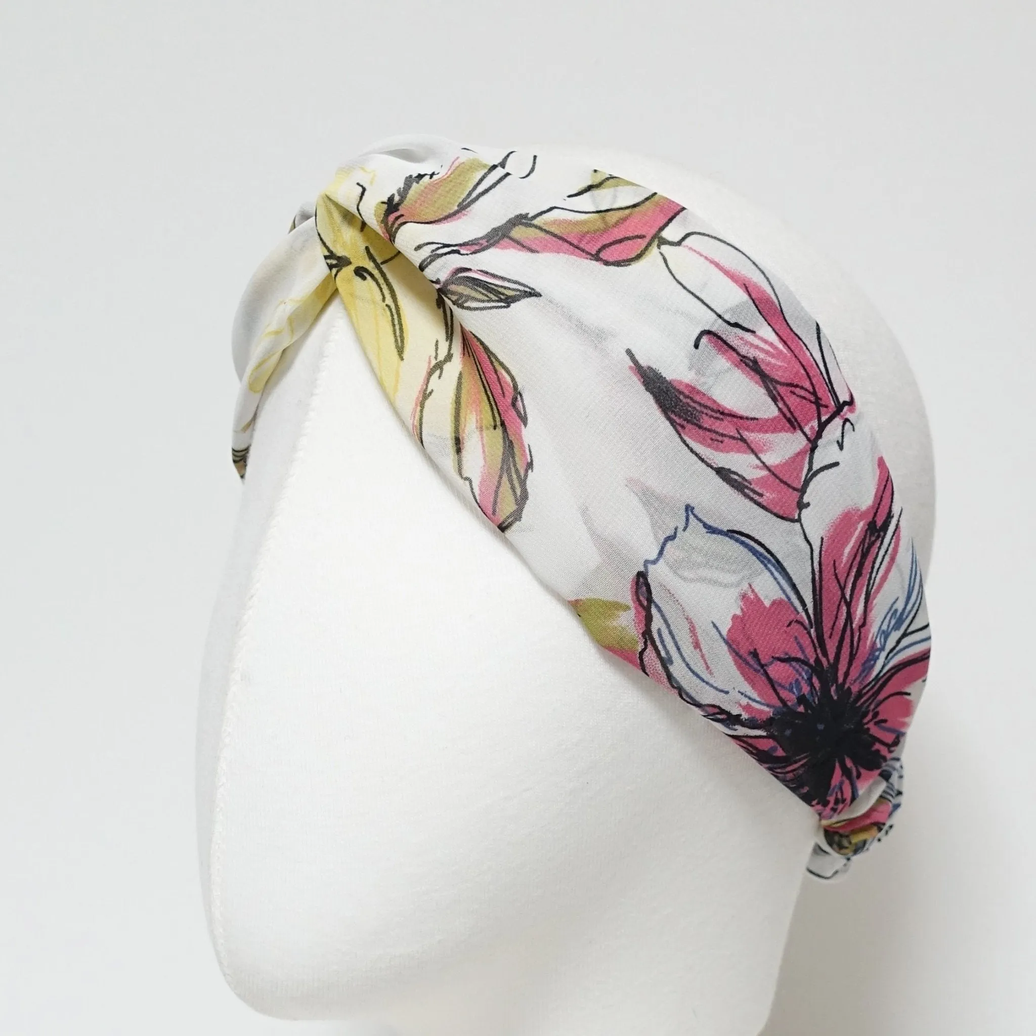 big flower print chiffon headband floral pattern head band women hair accessories