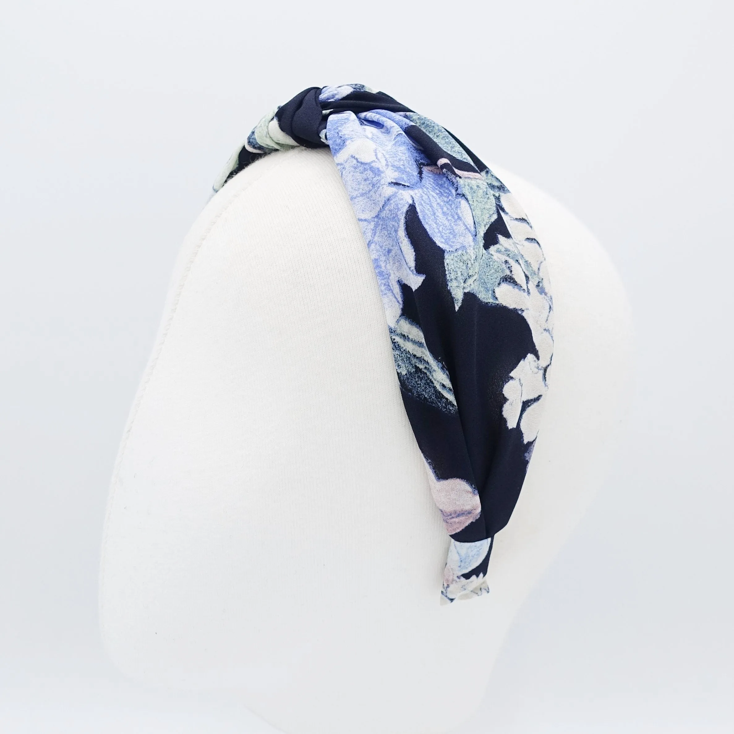 big flower print knotted headband chiffon Spring hairband women hair accessory