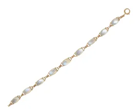 Binder Bros. Retro Moonstone 14 Karat Two-Tone Gold Vintage Link Bracelet