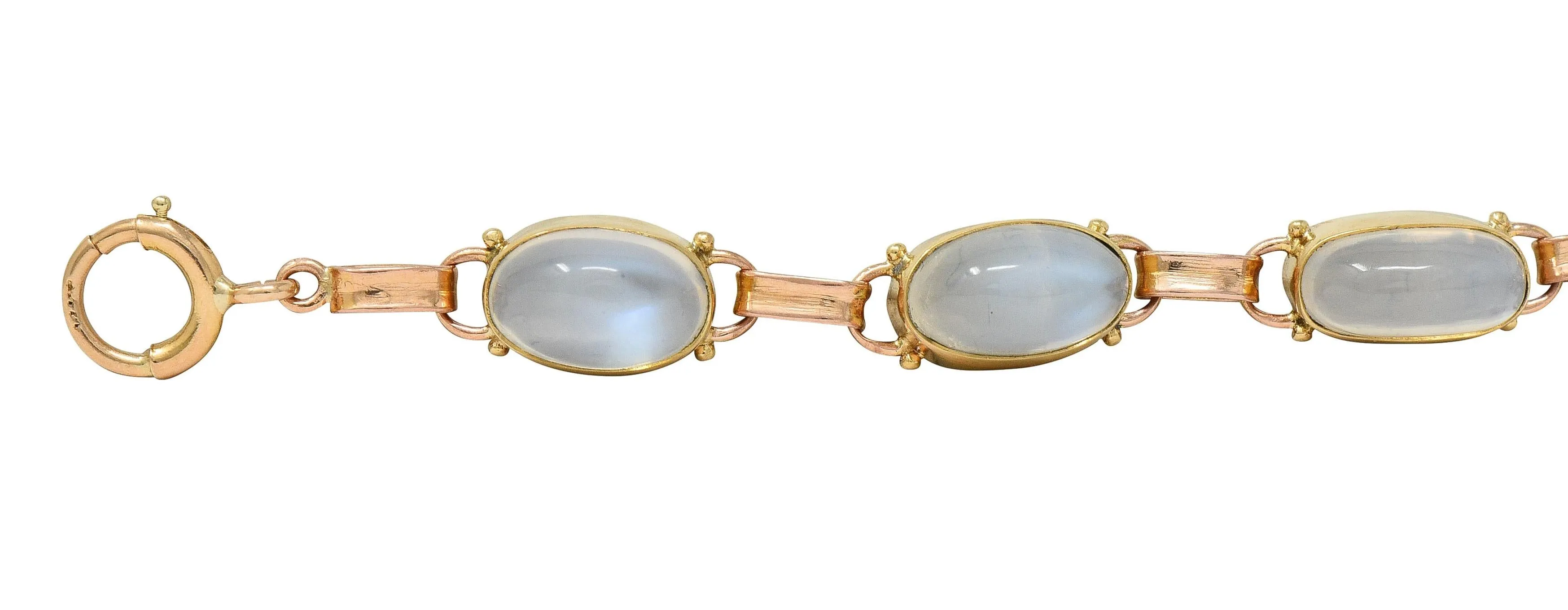 Binder Bros. Retro Moonstone 14 Karat Two-Tone Gold Vintage Link Bracelet