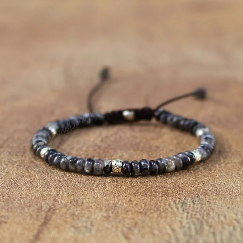 Black Moonstone Larvikite Bracelet Gift For Women