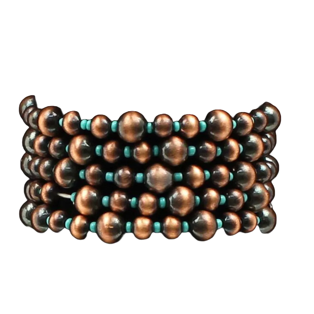 Blazin Roxx Ladies Copper & Turquoise Stretch Bracelet 30920