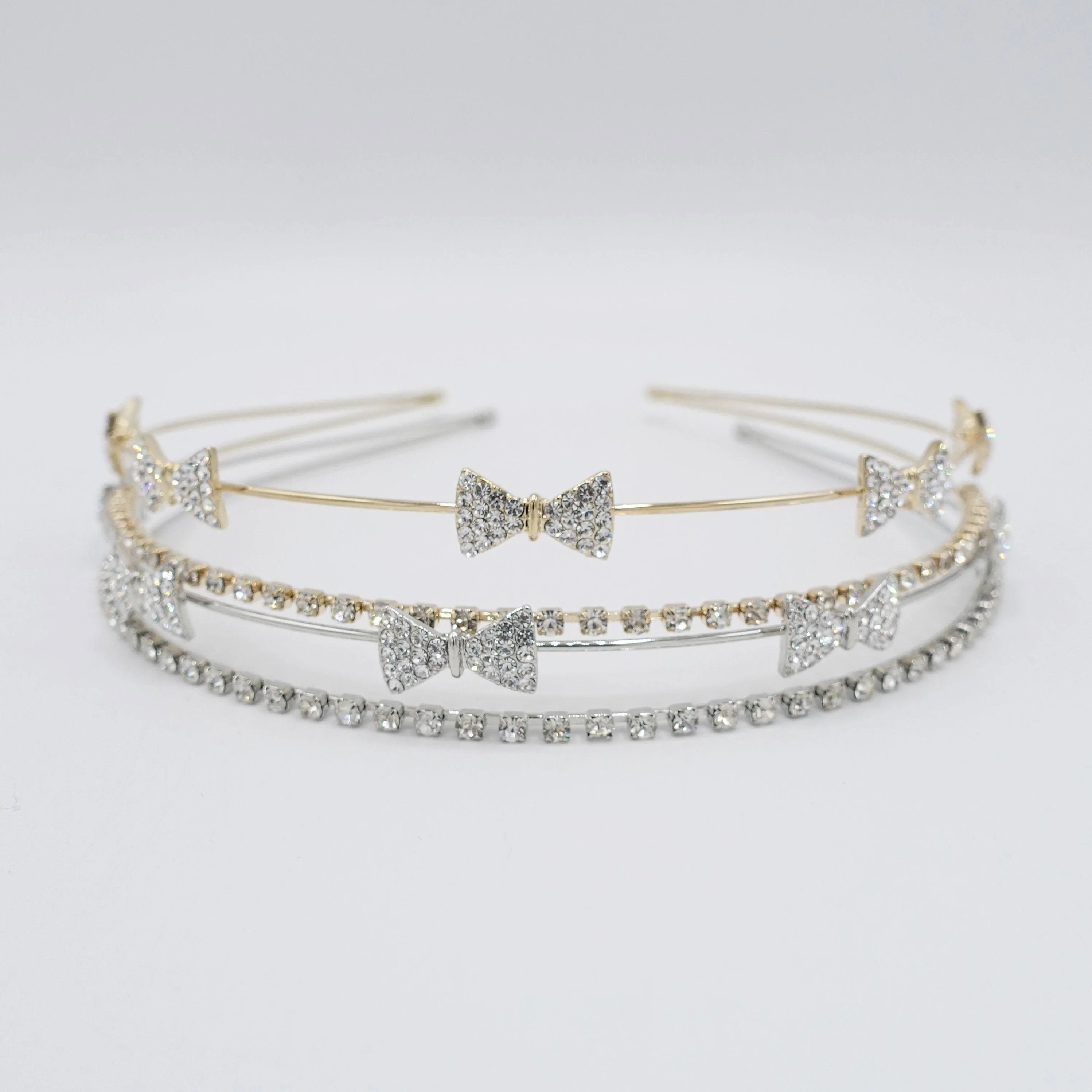 bling star rhinestone double strand metal thin hairband for women