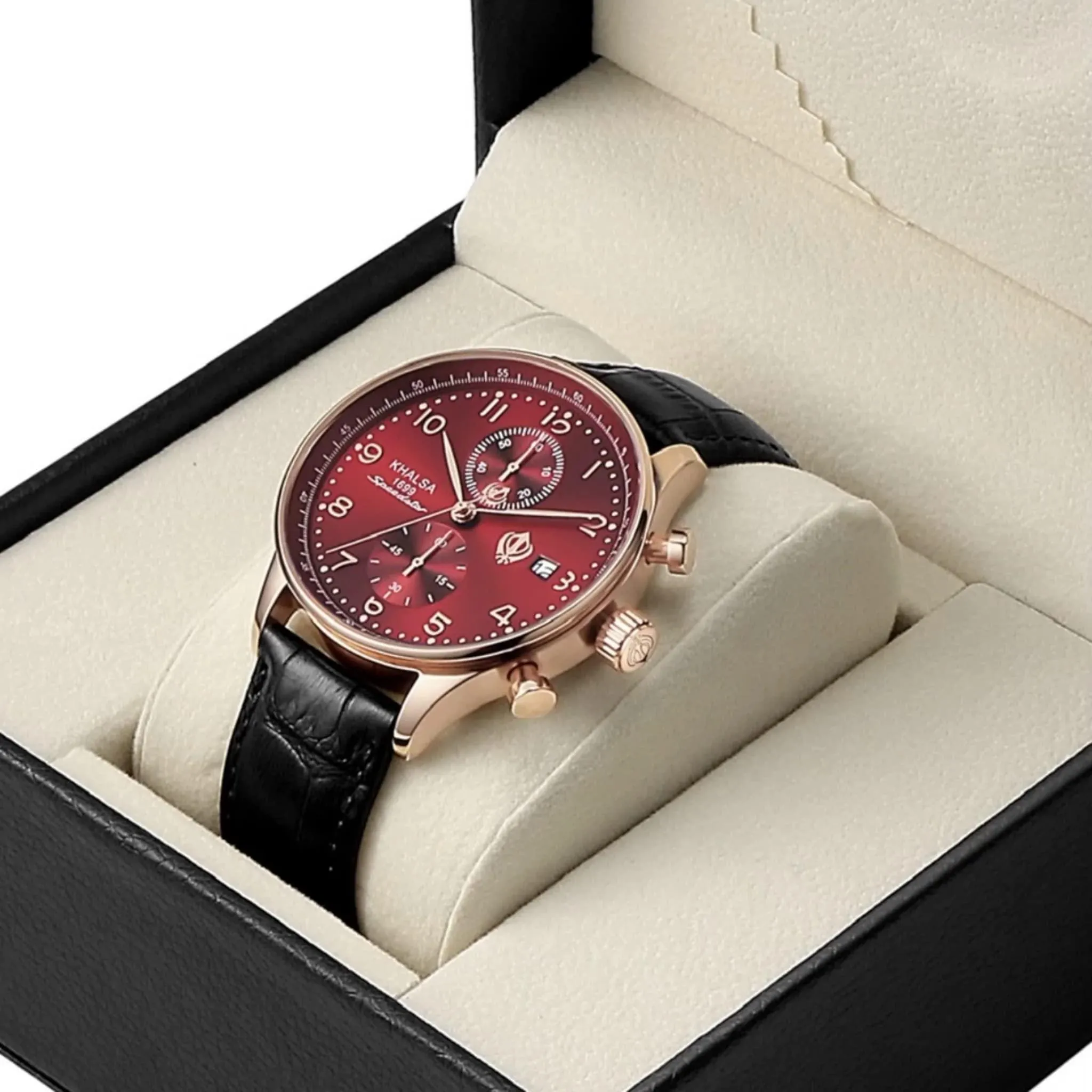 Blood Red Speedster Leather Hardened Mineral Crystal Watch