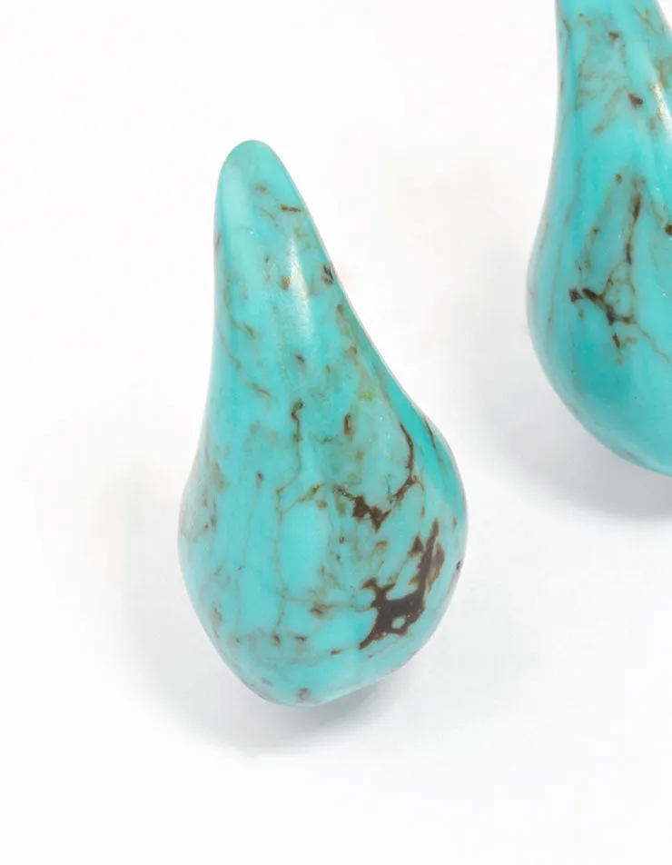 Blue Semi-Precious Teardrop Stud Earrings