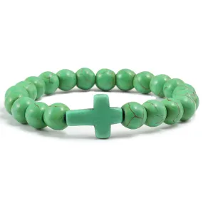 Blue Turquoise Cross Bracelet