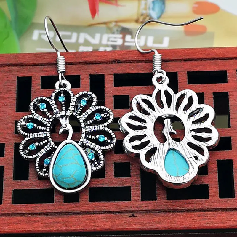 Boho Peacock Stone Pendant Earring Jewelry