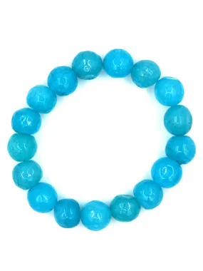 BR190120-12 SKY-BLU   Sky blue fasitated real stone bracelet