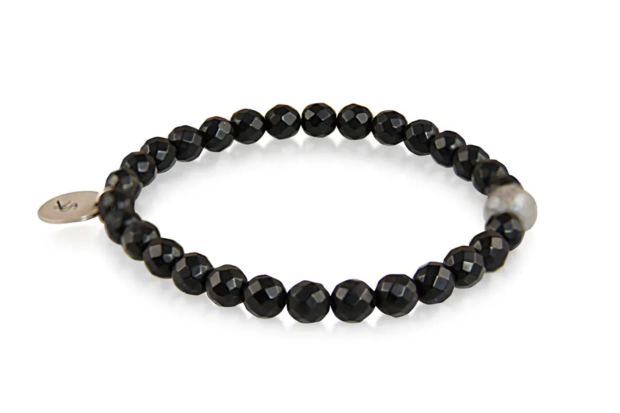 Bracelet - Beaded Black Onyx Matt & Grey Moonstone Signature Collection